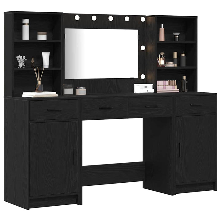 Makeupbord Sæt 3 pcs Sort eg 78.5 x 41 x 135 cm Konstrueret træ