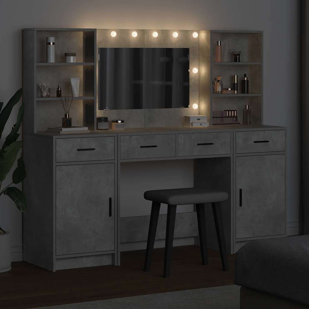 Makeupbord Sæt med skuffe 3 pcs Beton Grå 78.5 x 41 x 135 cm