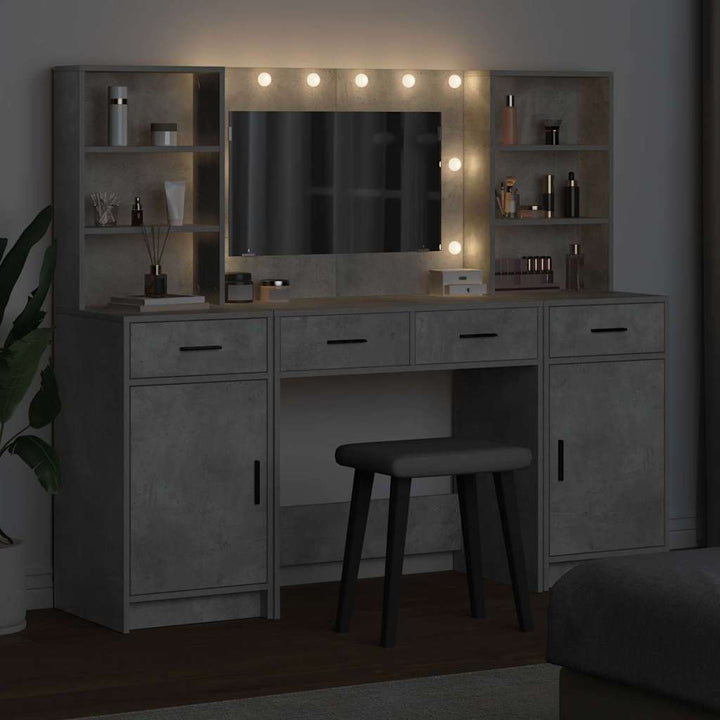 Makeupbord Sæt med skuffe 3 pcs Beton Grå 78.5 x 41 x 135 cm