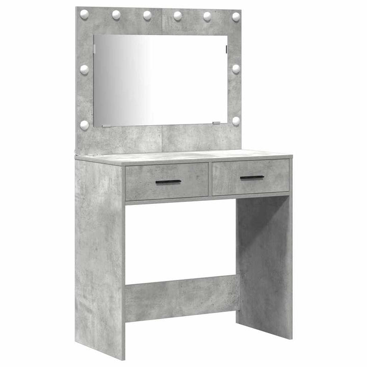 Makeupbord Sæt med skuffe 3 pcs Beton Grå 78.5 x 41 x 135 cm