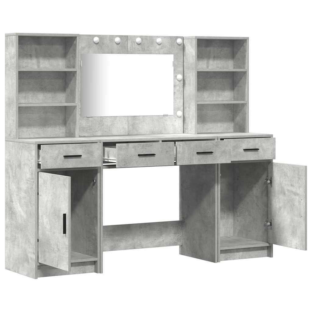 Makeupbord Sæt med skuffe 3 pcs Beton Grå 78.5 x 41 x 135 cm