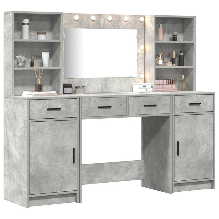 Makeupbord Sæt med skuffe 3 pcs Beton Grå 78.5 x 41 x 135 cm