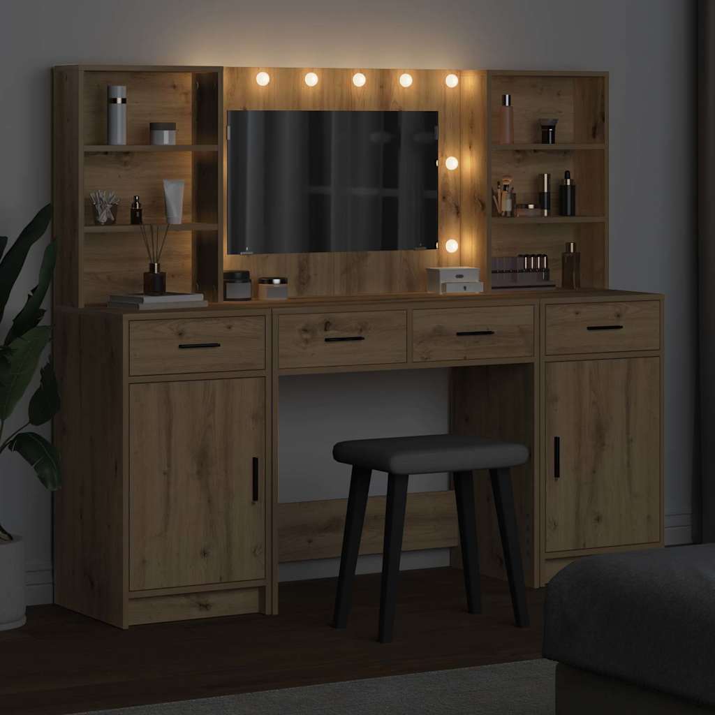 Makeupbord Sæt med skuffe 3 pcs artisan eg 78.5 x 41 x 135 cm