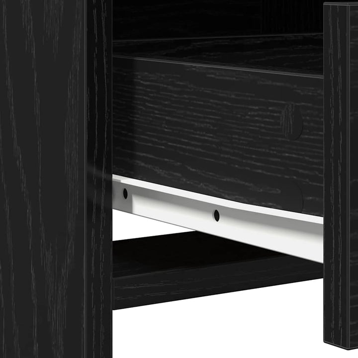 Makeupbord Sæt 3 pcs Sort eg 50 x 41 x 135 cm Konstrueret træ