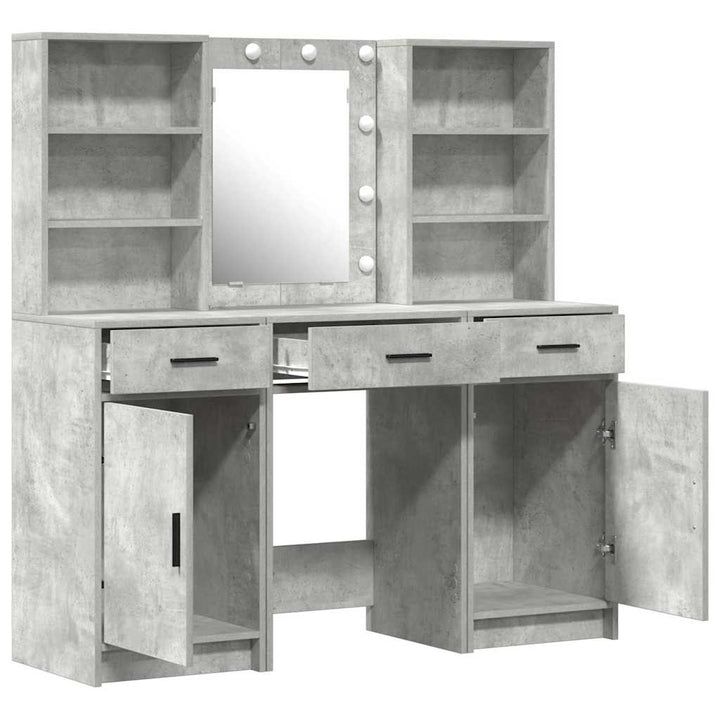 Makeupbord Sæt 3 pcs Beton Grå 50 x 41 x 135 cm Konstrueret træ
