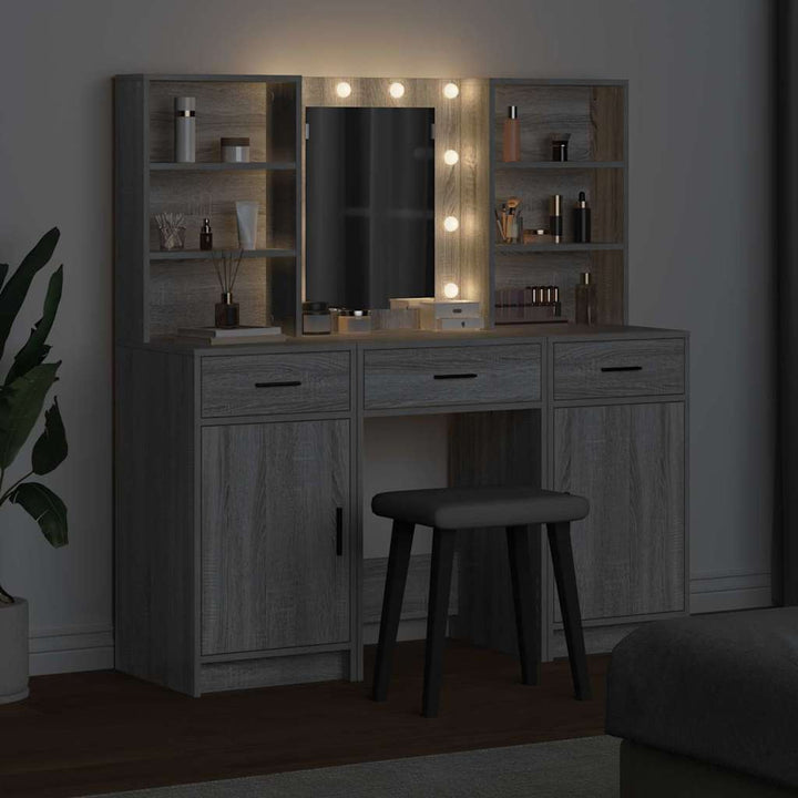 Makeupbord Sæt med skuffe 3 pcs Grå sonoma-eg 50 x 41 x 135 cm