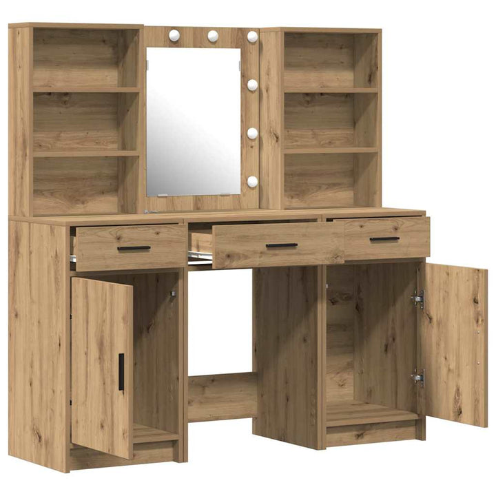Makeupbord Sæt med skuffe 3 pcs artisan eg 50 x 41 x 135 cm