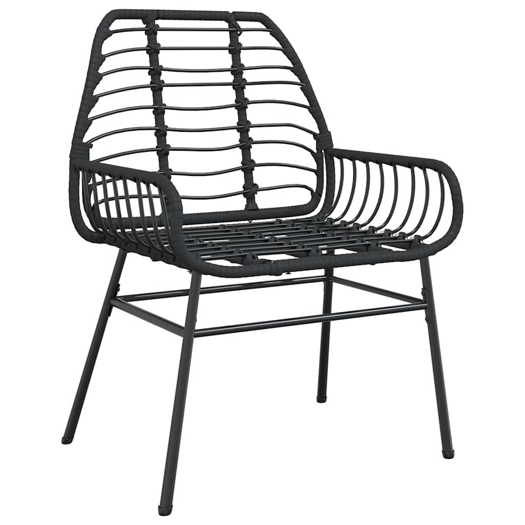 3 dele spisebordssæt til haven polyrattan glas sort