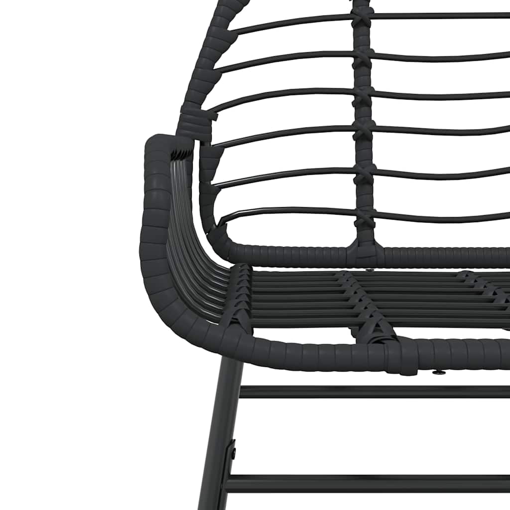 5 dele spisebordssæt til haven polyrattan glas sort