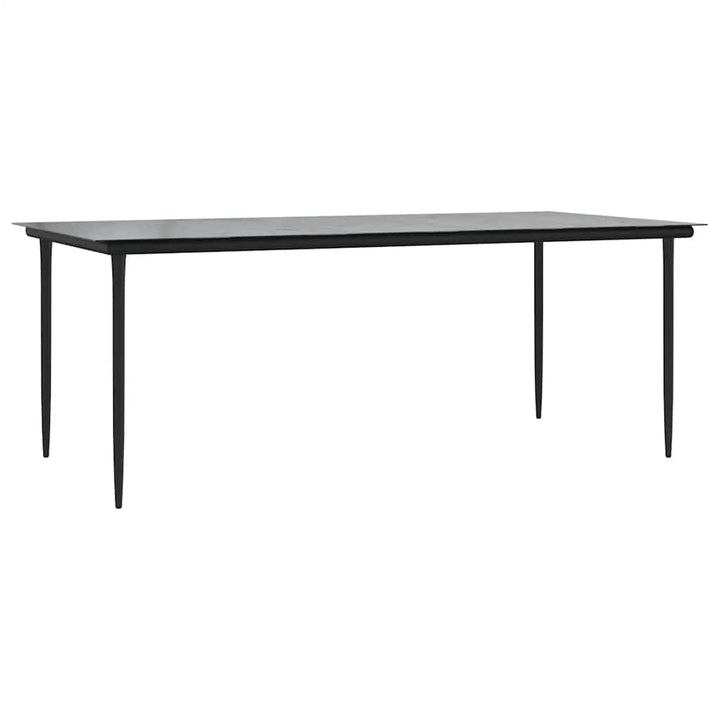 9 dele spisebordssæt til haven polyrattan glas sort