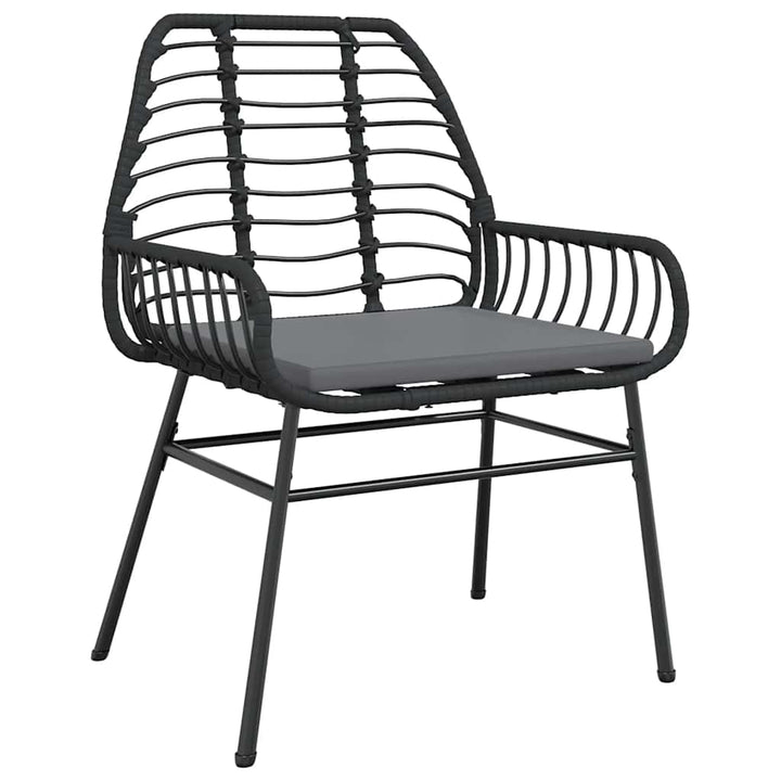 3 dele spisebordssæt til haven m. hynder polyrattan glas sort