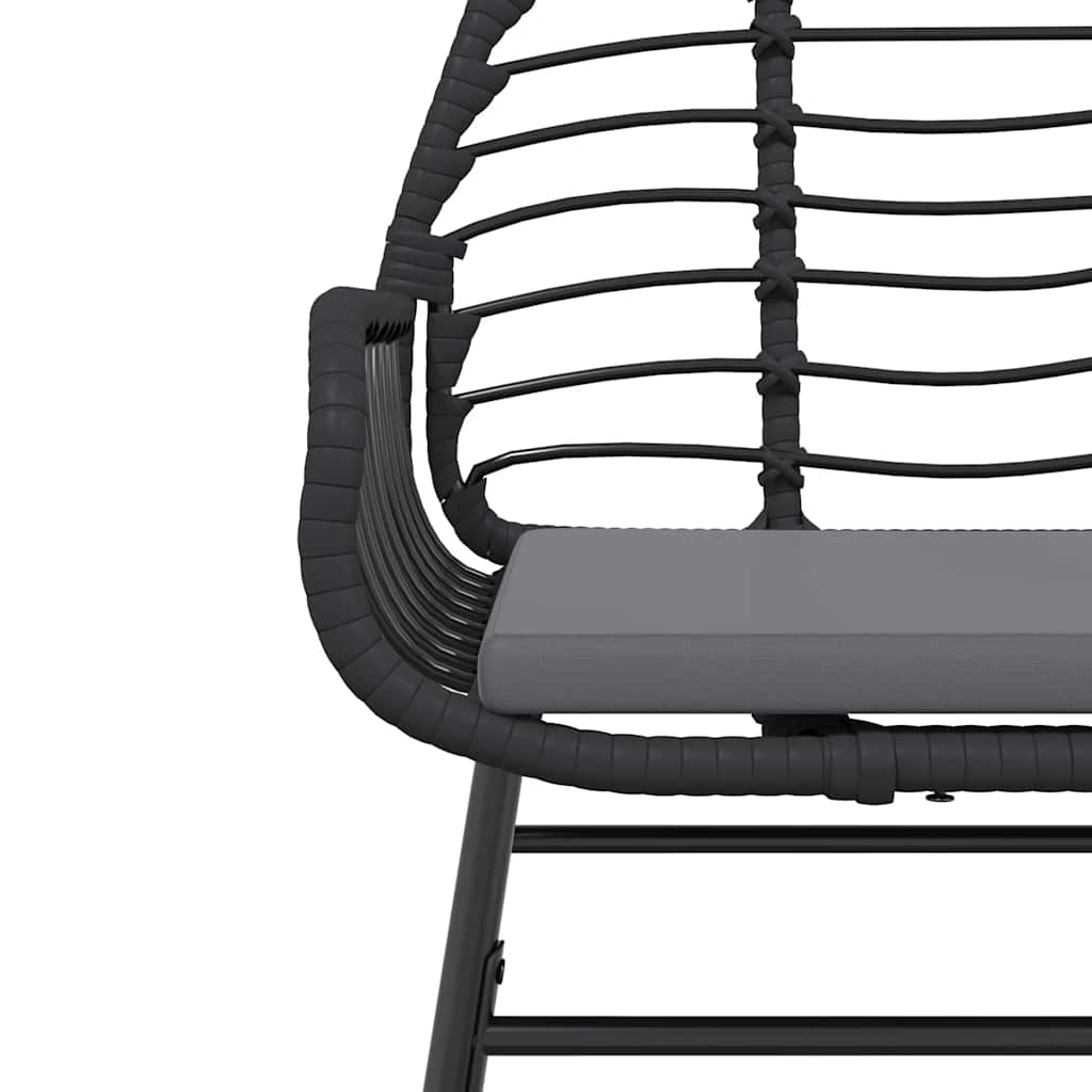 3 dele spisebordssæt til haven m. hynder polyrattan glas sort