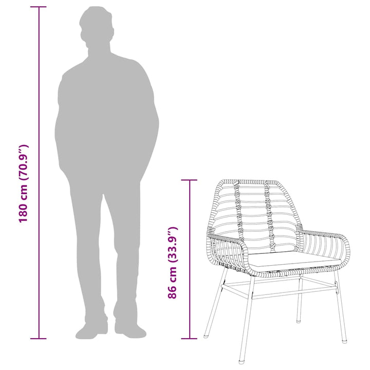 3 dele spisebordssæt til haven m. hynder polyrattan glas sort