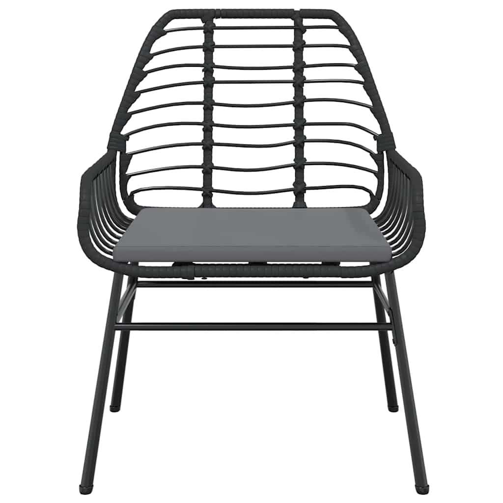 5 dele spisebordssæt til haven m. hynder polyrattan glas sort