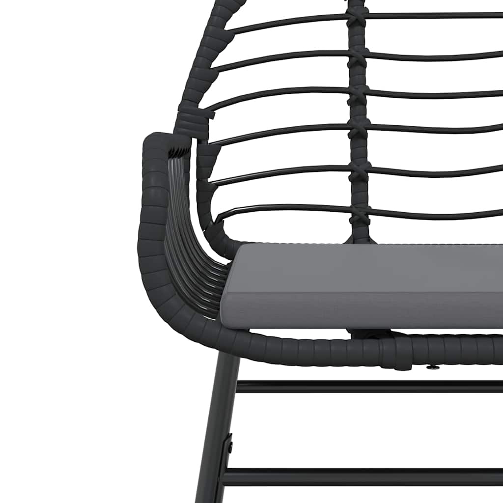 5 dele spisebordssæt til haven m. hynder polyrattan glas sort