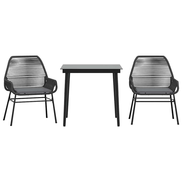 3 dele spisebordssæt til haven m. hynder polyrattan glas sort