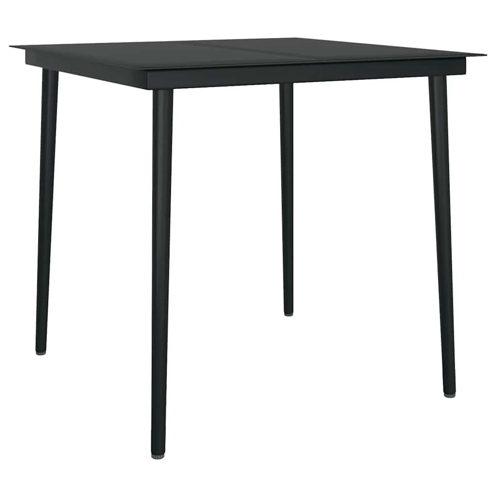 5 dele spisebordssæt til haven m. hynder polyrattan glas sort
