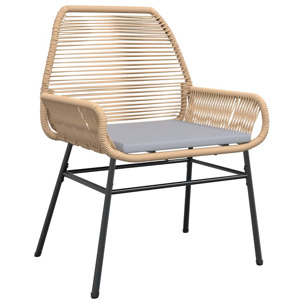 3 dele spisebordssæt til haven m. hynder polyrattan glas brun