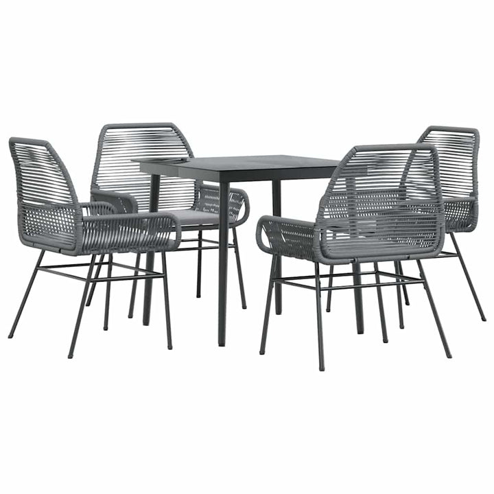 5 dele spisebordssæt til haven med hynder polyrattan glas grå