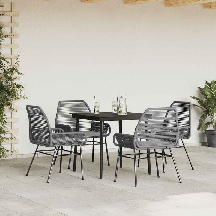 5 dele spisebordssæt til haven med hynder polyrattan glas grå