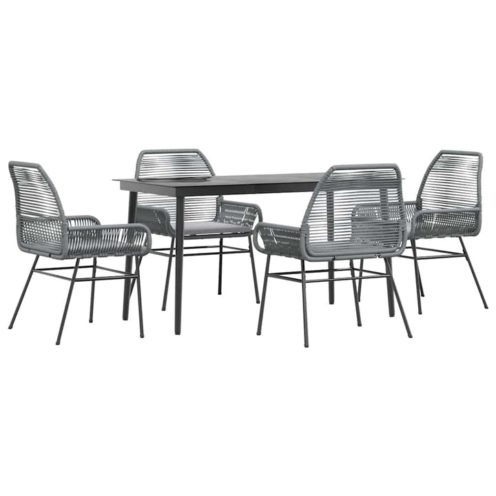 5 dele spisebordssæt til haven med hynder polyrattan glas grå