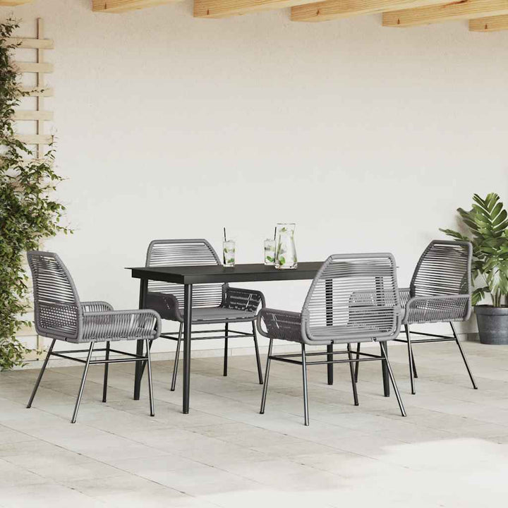 5 dele spisebordssæt til haven med hynder polyrattan glas grå