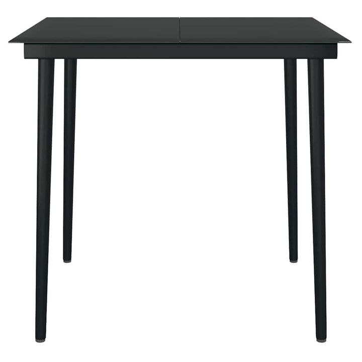 5 dele spisebordssæt til haven polyrattan glas sort