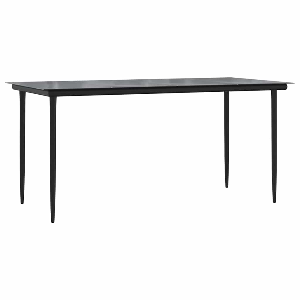5 dele spisebordssæt til haven polyrattan glas sort