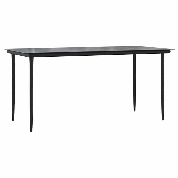 5 dele spisebordssæt til haven polyrattan glas sort