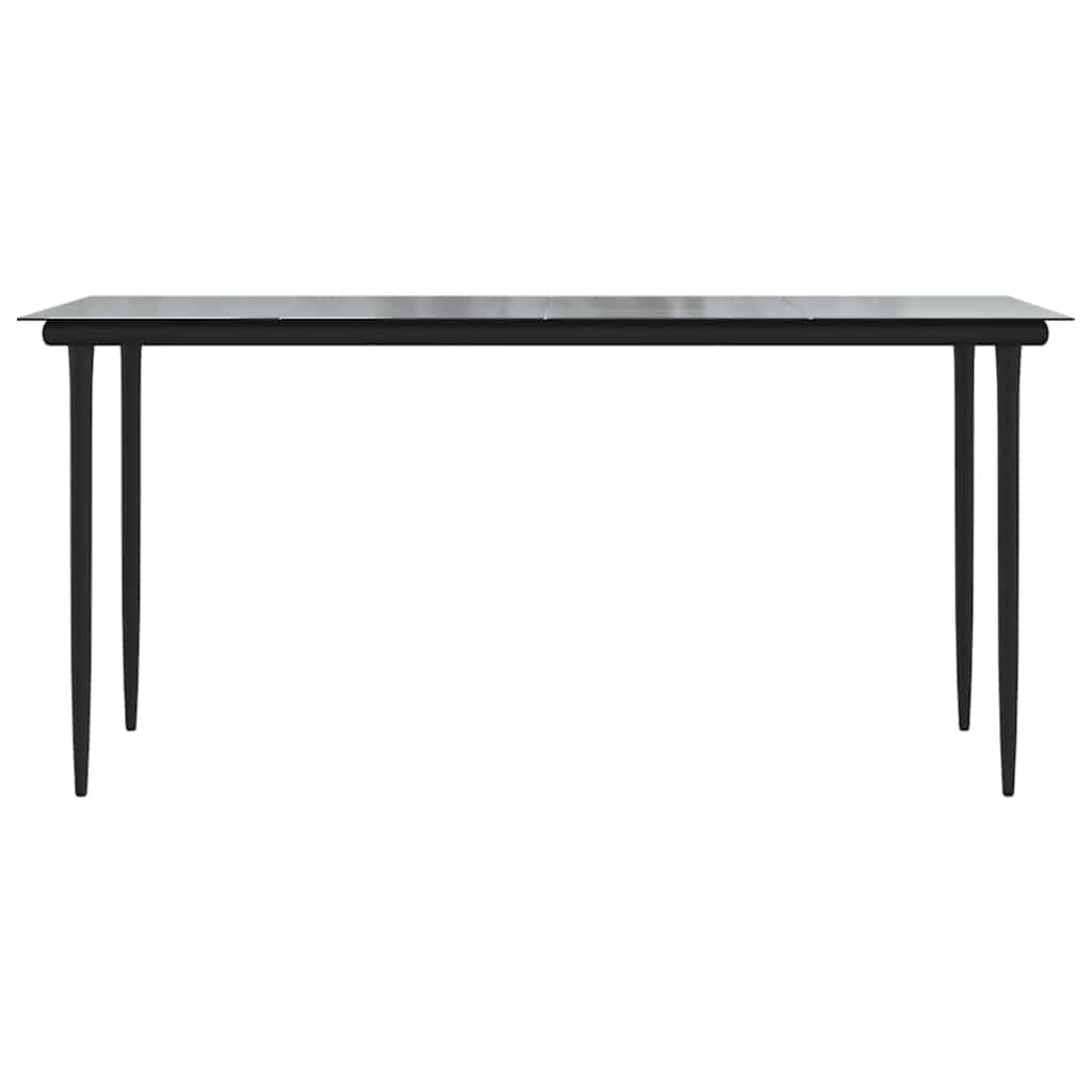 7 dele spisebordssæt til haven polyrattan glas sort