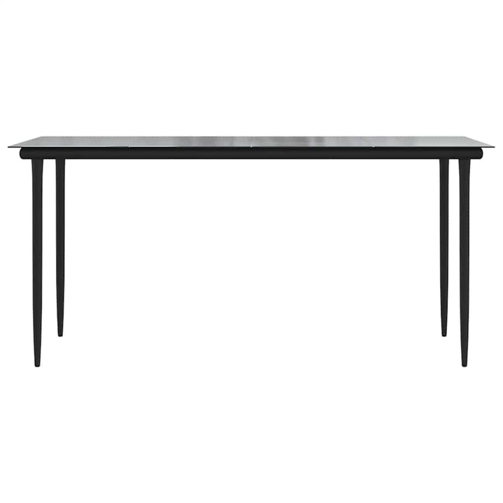 7 dele spisebordssæt til haven polyrattan glas sort