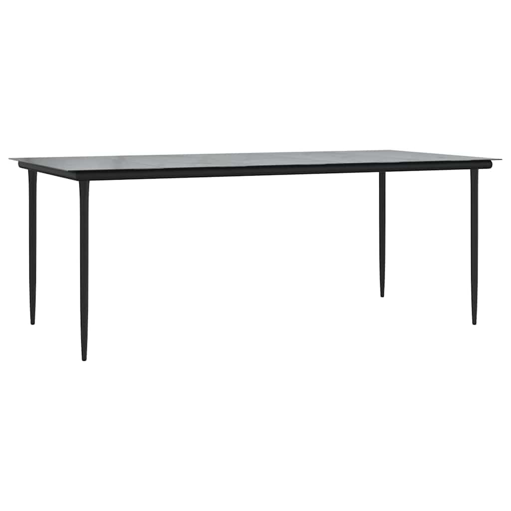 9 dele spisebordssæt til haven polyrattan glas sort