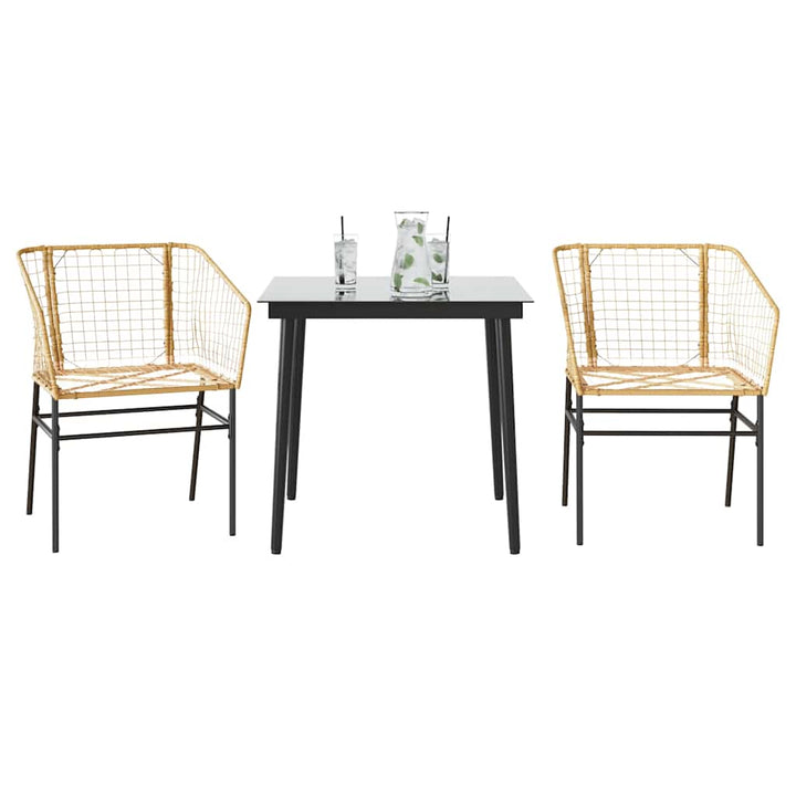 3 dele spisebordssæt til haven polyrattan glas brun