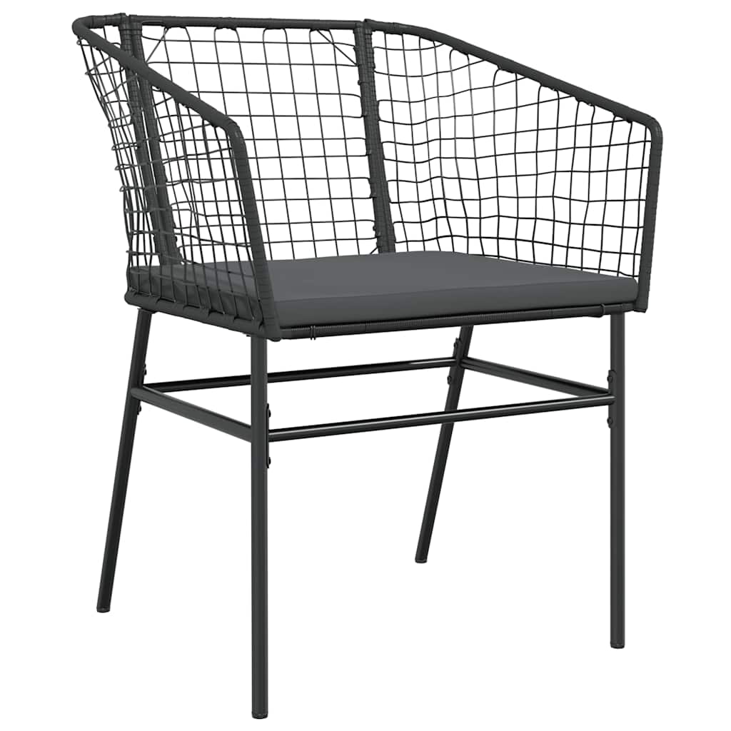 3 dele spisebordssæt til haven m. hynder polyrattan glas sort