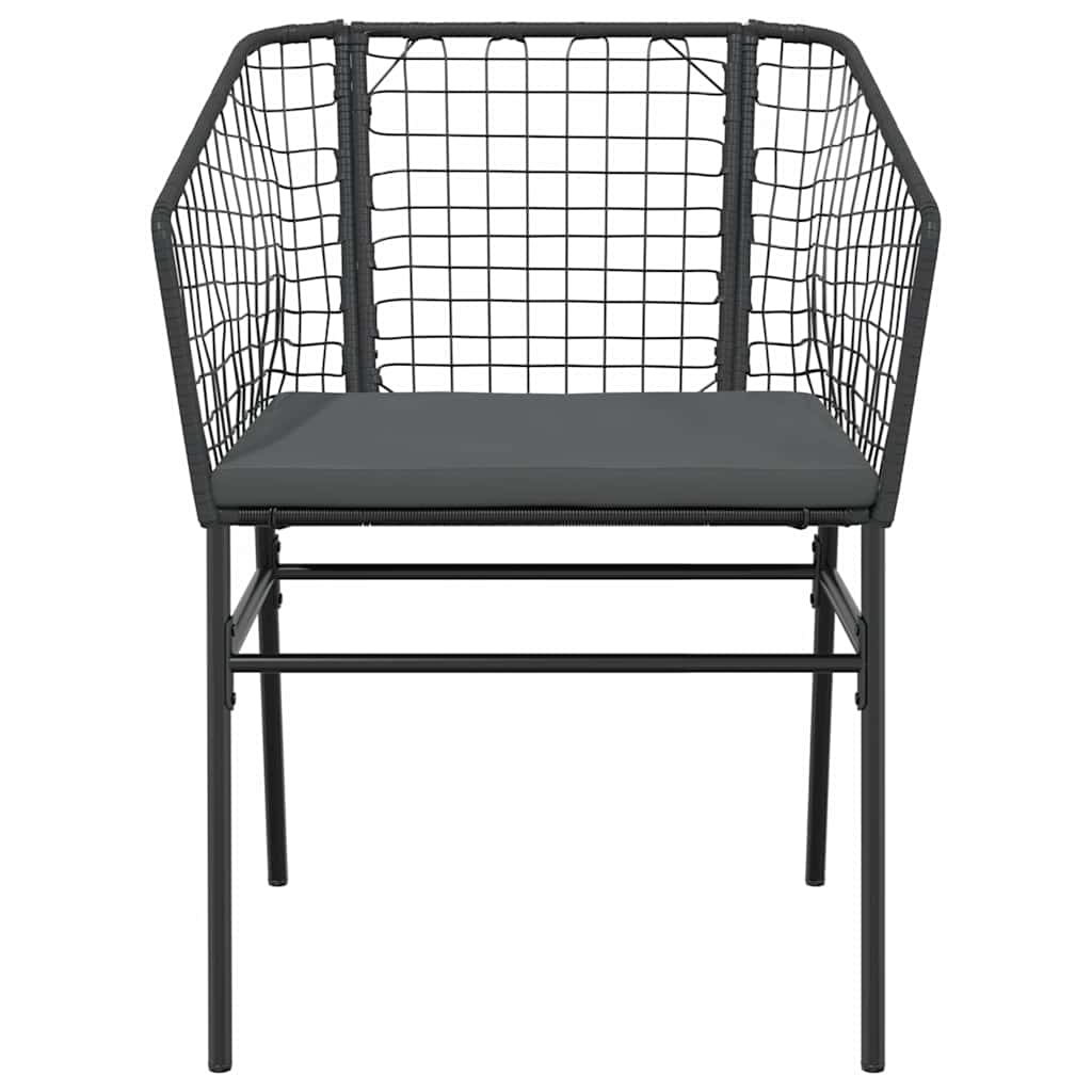 5 dele spisebordssæt til haven m. hynder polyrattan glas sort
