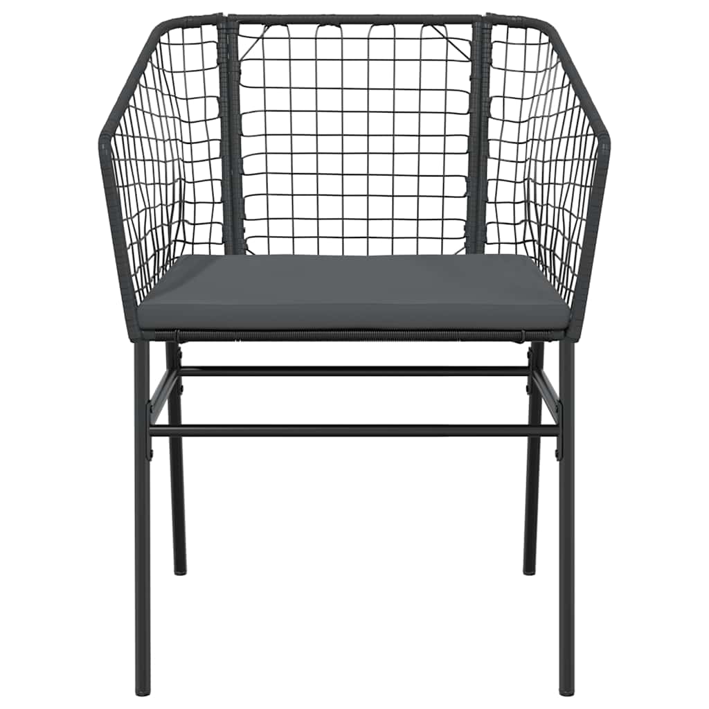 5 dele spisebordssæt til haven m. hynder polyrattan glas sort