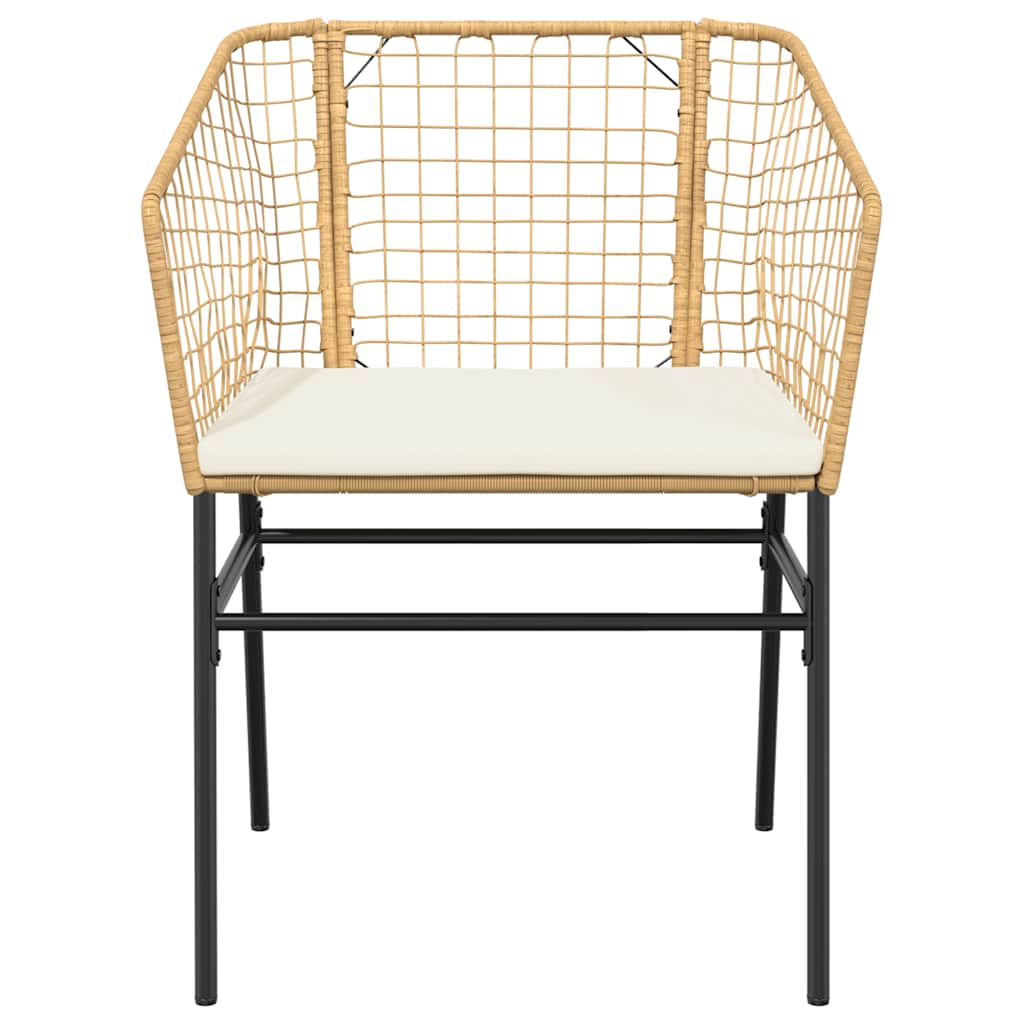 3 dele spisebordssæt til haven m. hynder polyrattan glas brun
