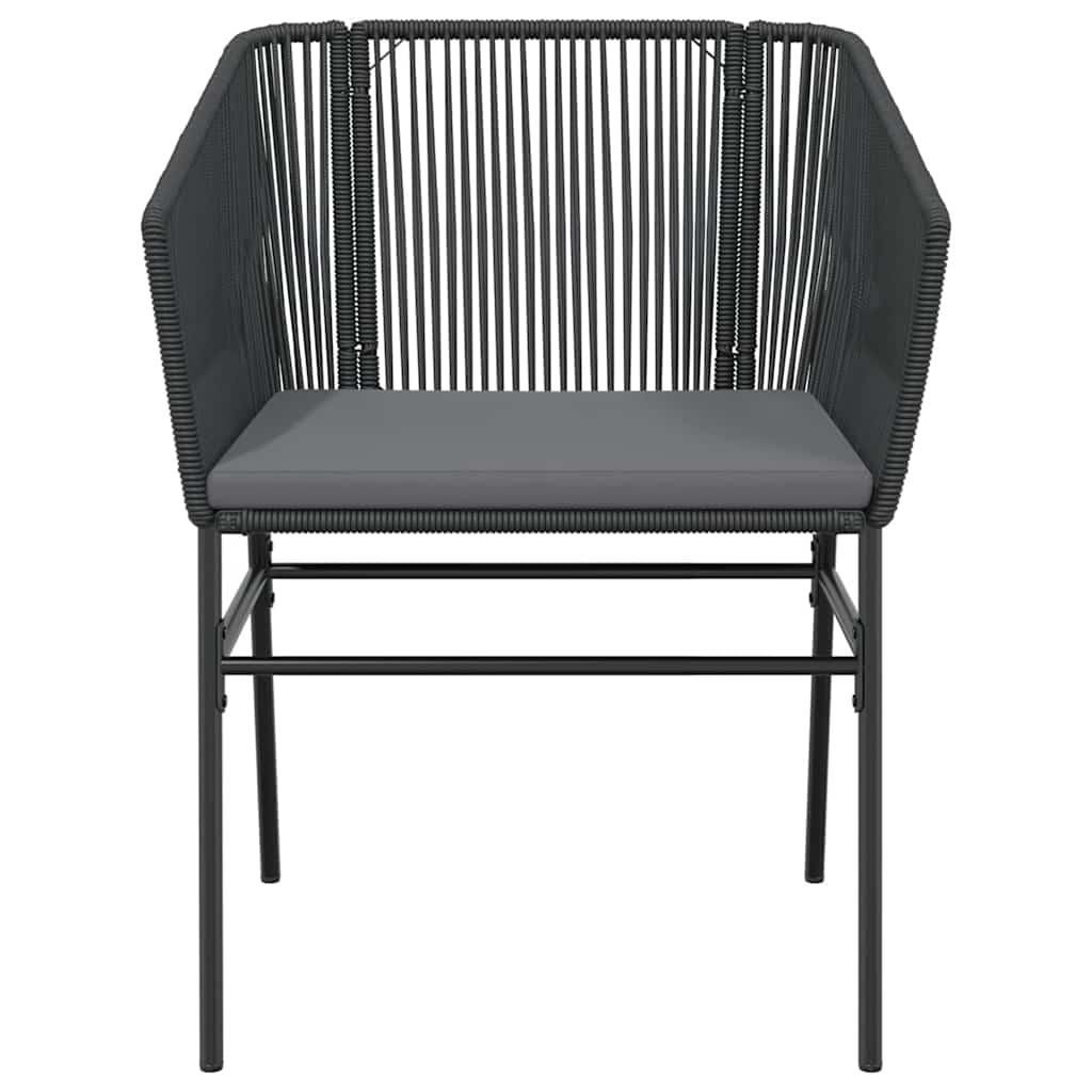 5 dele spisebordssæt til haven m. hynder polyrattan glas sort