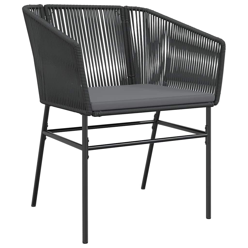 7 dele spisebordssæt til haven m. hynder polyrattan glas sort