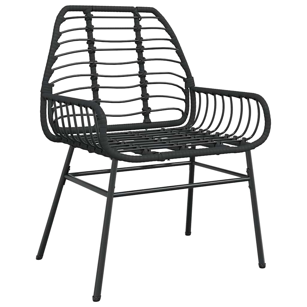3 dele spisebordssæt til haven polyrattan glas sort