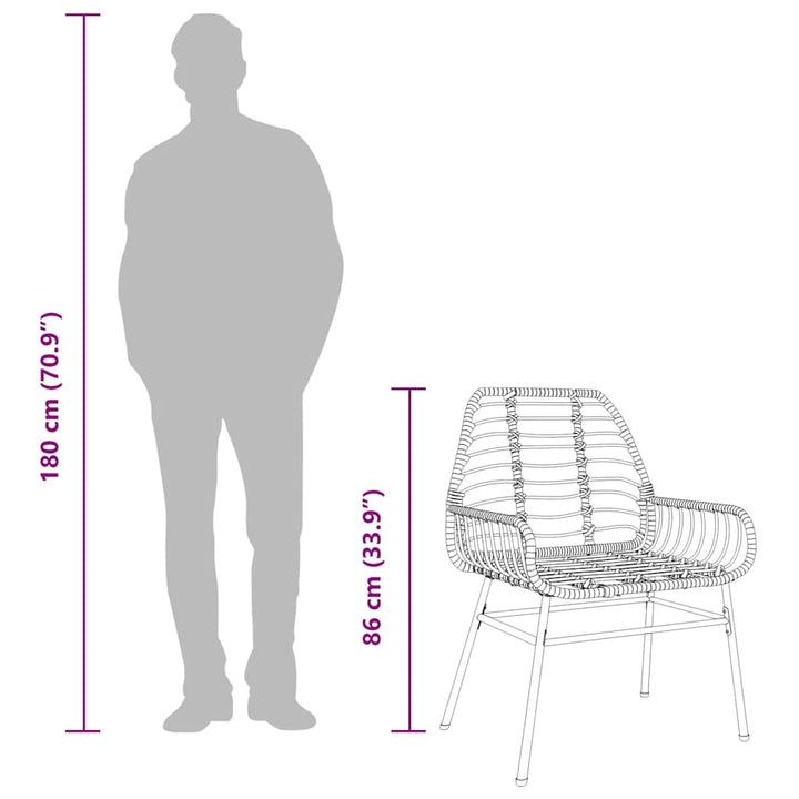 3 dele spisebordssæt til haven polyrattan glas sort