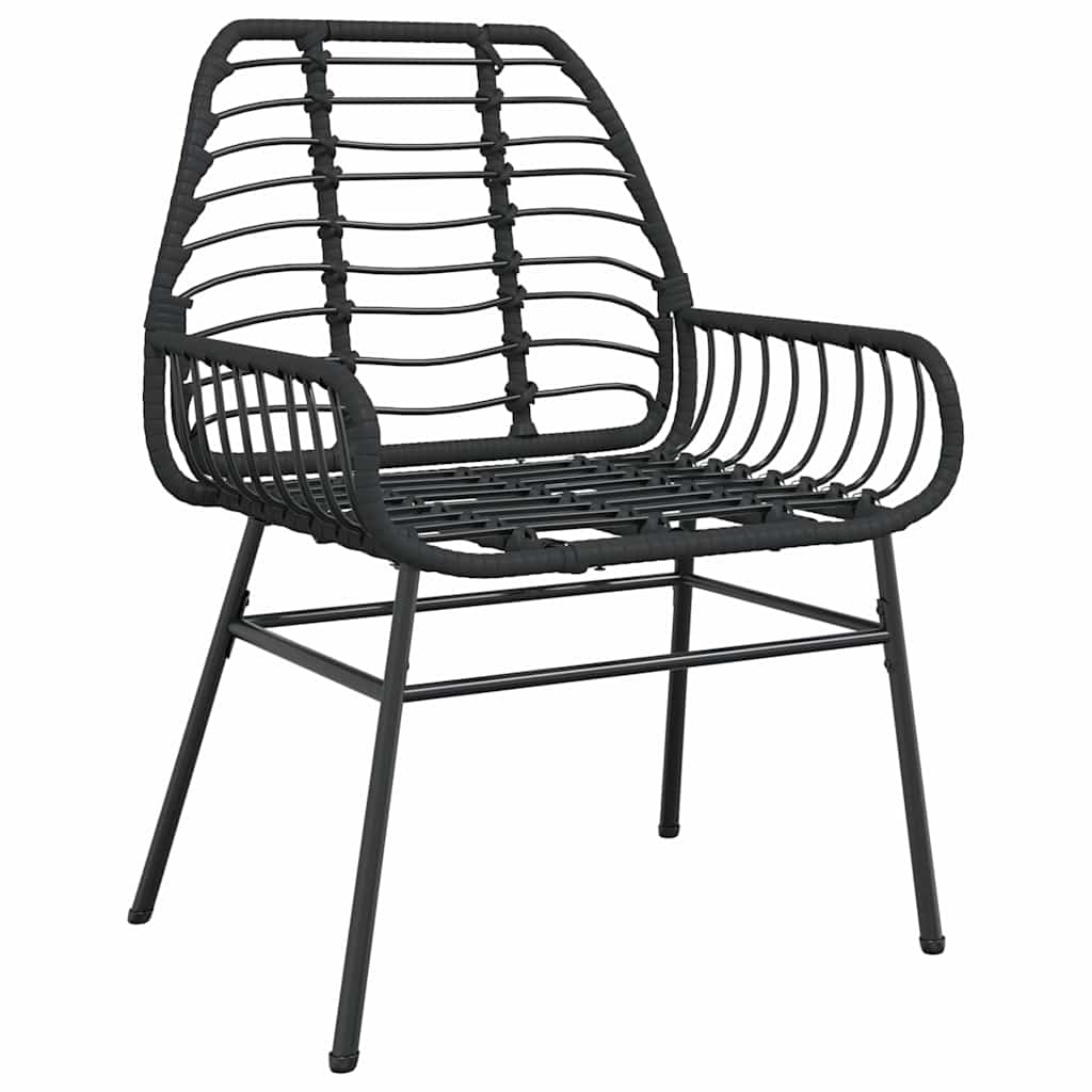 5 dele spisebordssæt til haven polyrattan glas sort