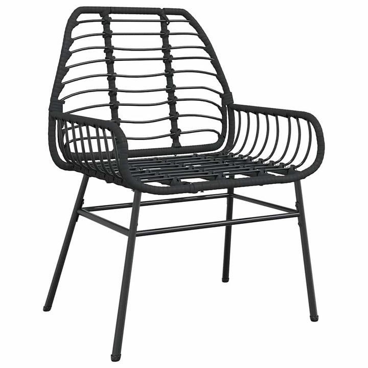 5 dele spisebordssæt til haven polyrattan glas sort