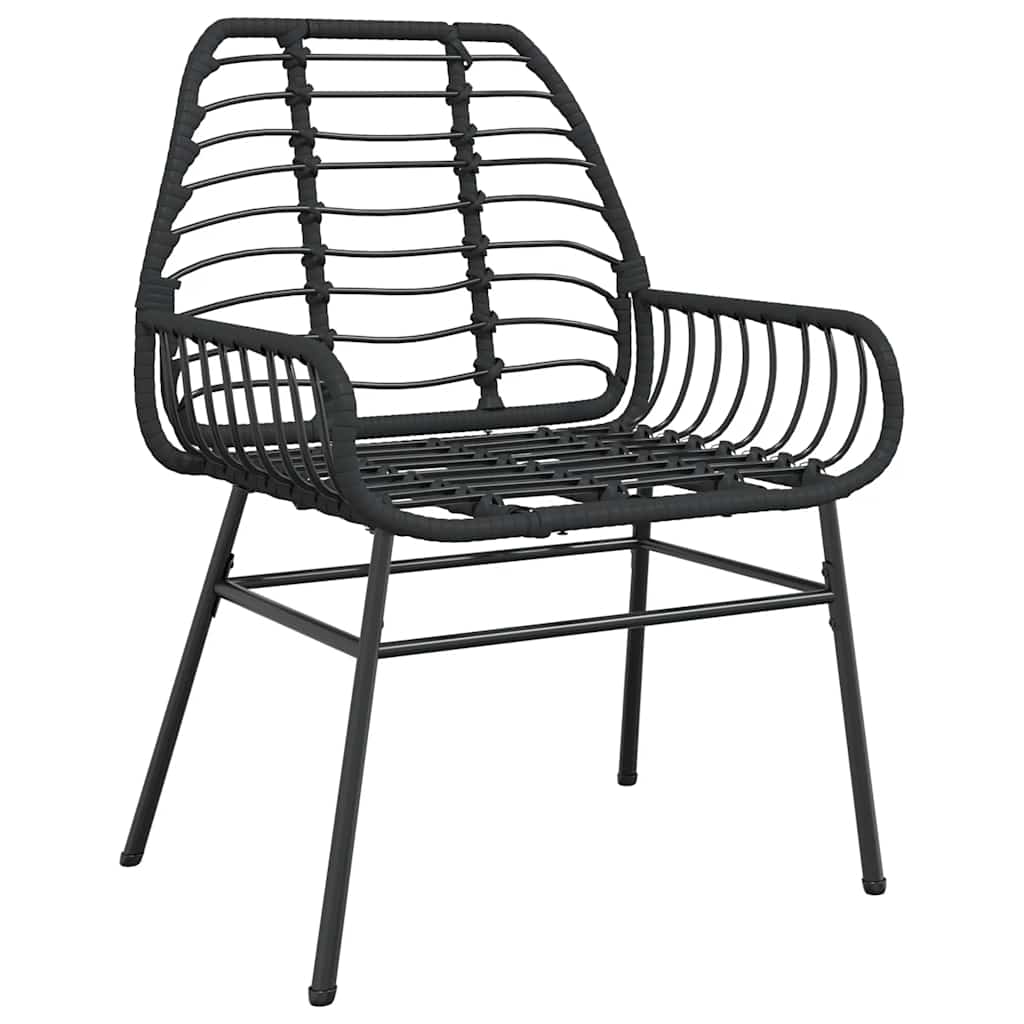 5 dele spisebordssæt til haven polyrattan glas sort