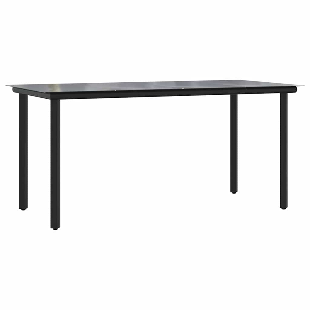 5 dele spisebordssæt til haven polyrattan glas sort