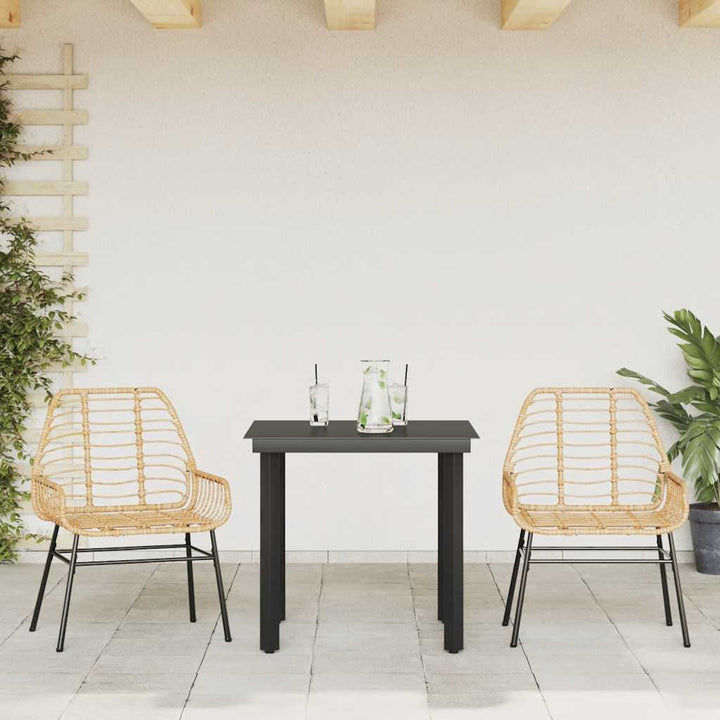3 dele spisebordssæt til haven polyrattan glas brun
