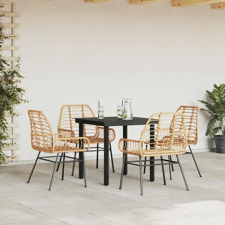 5 dele spisebordssæt til haven polyrattan glas brun