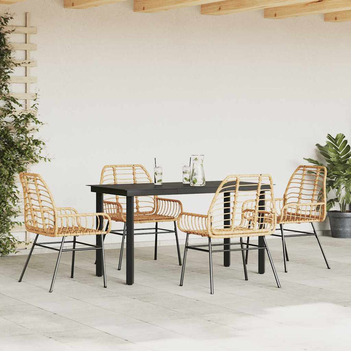 5 dele spisebordssæt til haven polyrattan glas brun