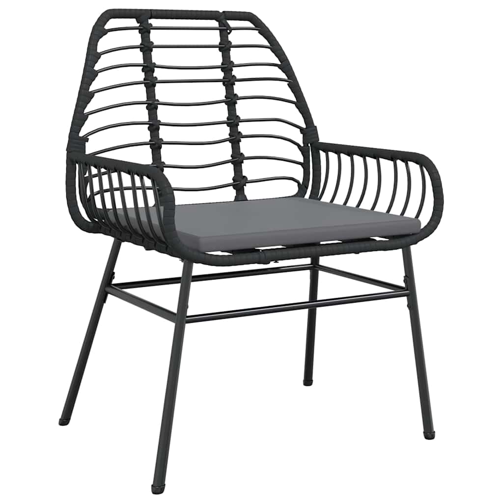 3 dele spisebordssæt til haven m. hynder polyrattan glas sort