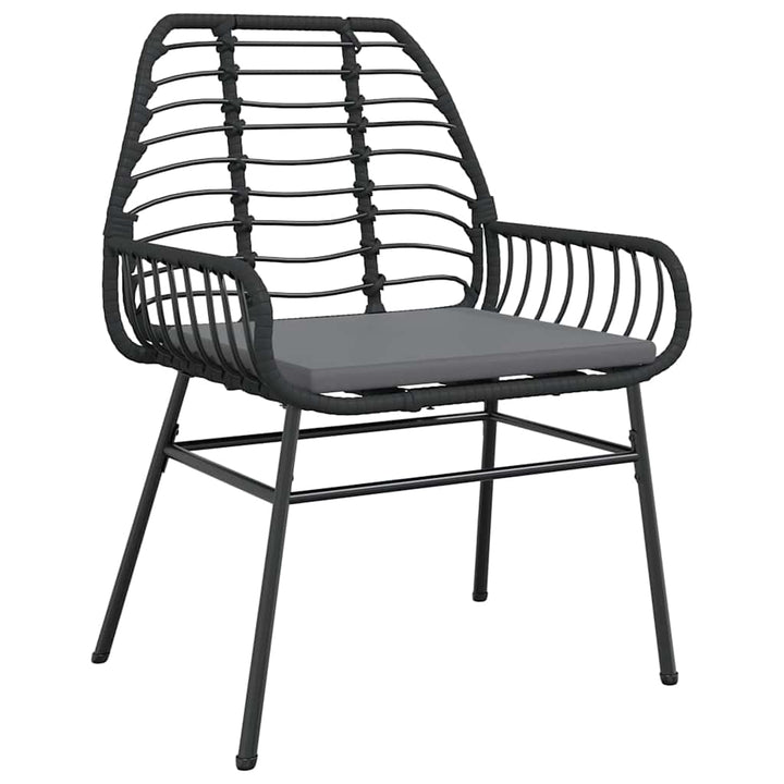 3 dele spisebordssæt til haven m. hynder polyrattan glas sort